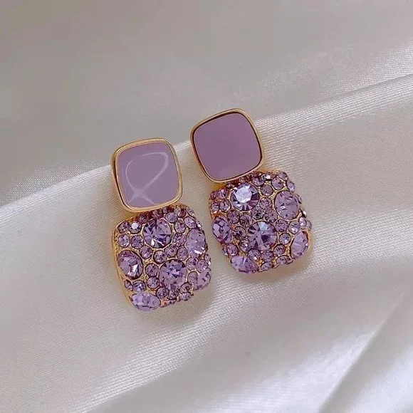Will restock..Purple Square Stud Earrings - Picture 3 of 4